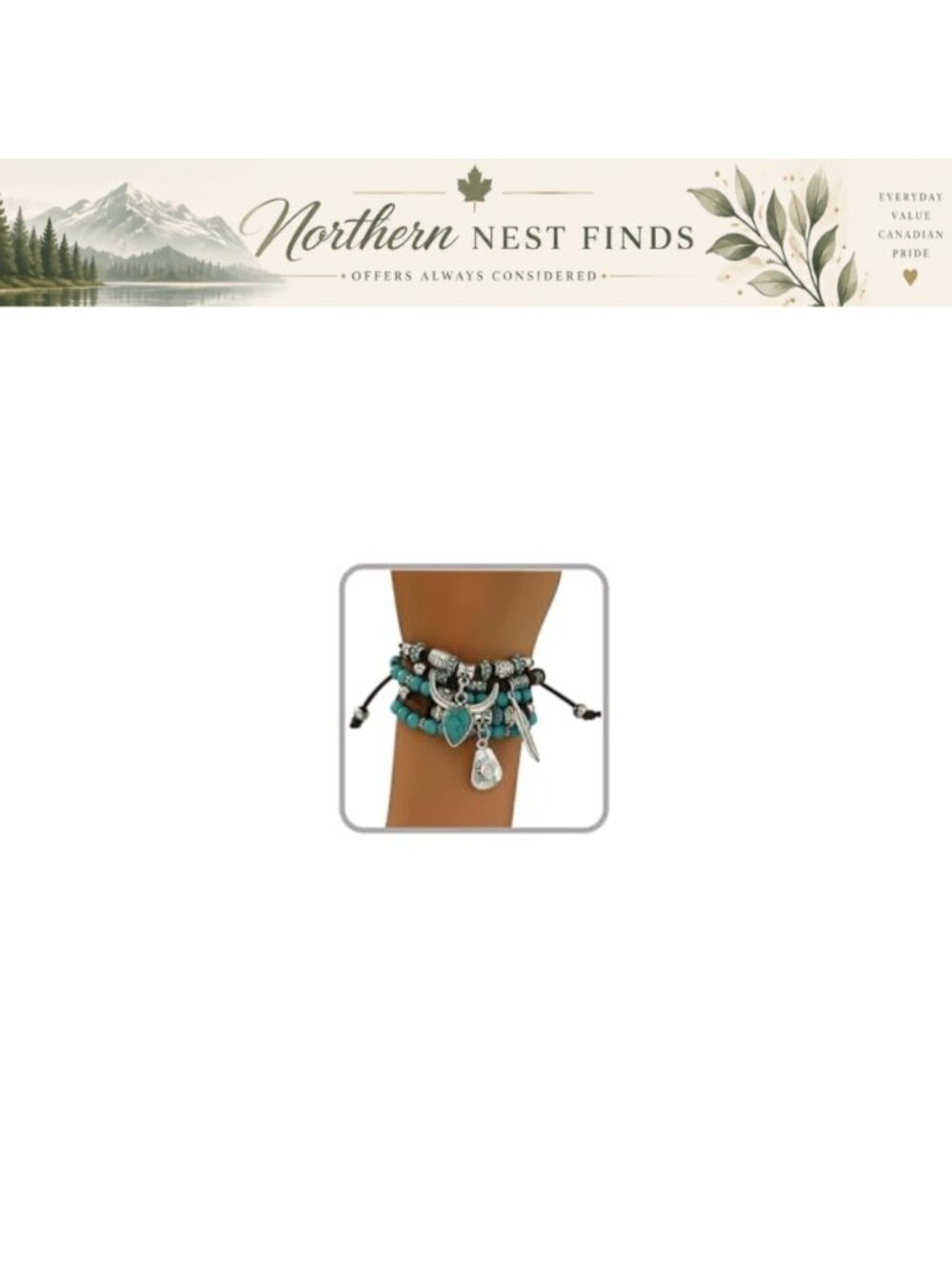 Turquoise Stacked Bracelet Set Elastic Rope Boho Western 3pcs